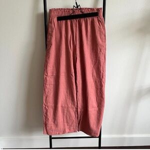 Abercrombie Terracotta Linen-Blend Cropped Wide Leg Pants